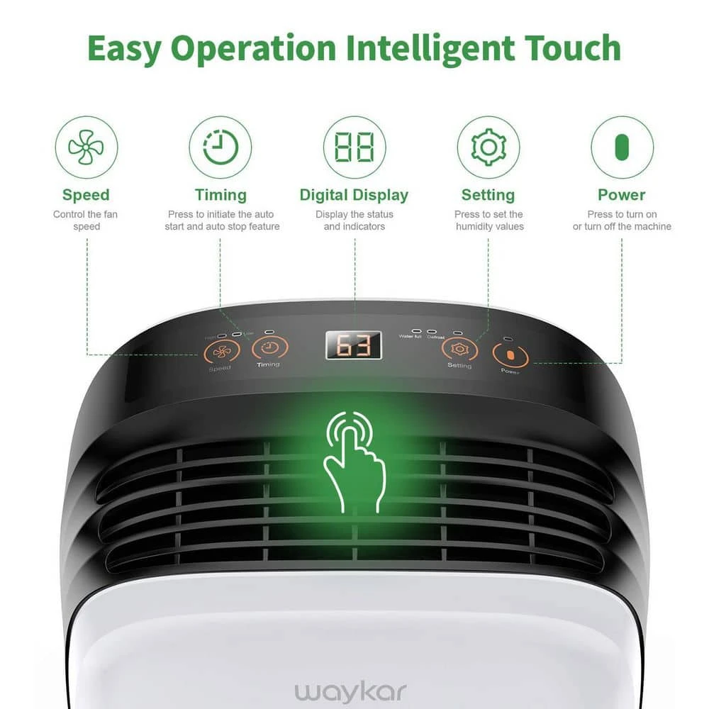 Waykar 30-Pint Capacity 1,500 Sq. Ft. Smart Touch Home Dehumidifier With Bucket, Suitable For Basement Or Bedroom 6 Waykar 30-Pint Capacity 1,500 Sq. Ft. Smart Touch Home Dehumidifier With Bucket, Suitable For Basement Or Bedroom - Image 4