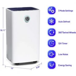 Edendirect 30-Pint Dehumidifier with Bucker Storage with Air Filter, 3-Operation Modes, Rotating Knob 2000 sq.ft. for Large Room 11 Edendirect 30-Pint Dehumidifier with Bucker Storage with Air Filter, 3-Operation Modes, Rotating Knob 2000 sq.ft. for Large Room -Air Quality Shop whites edendirect dehumidifiers ol ra0811 01 c3 1000
