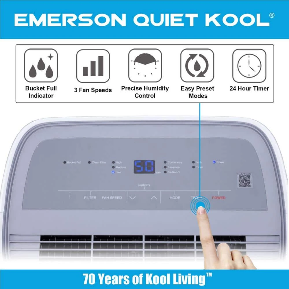 Emerson Quiet Kool 20-Pint Smart Dehumidifier 6 Emerson Quiet Kool 20-Pint Smart Dehumidifier - Image 4