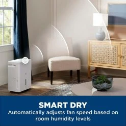 GE 22 pt. Dehumidifier with Smart Dry for Bedroom, Basement or Damp Rooms up to 1500 sq. ft. in White, ENERGY STAR -Air Quality Shop whites ge dehumidifiers adhl22la 40 1000