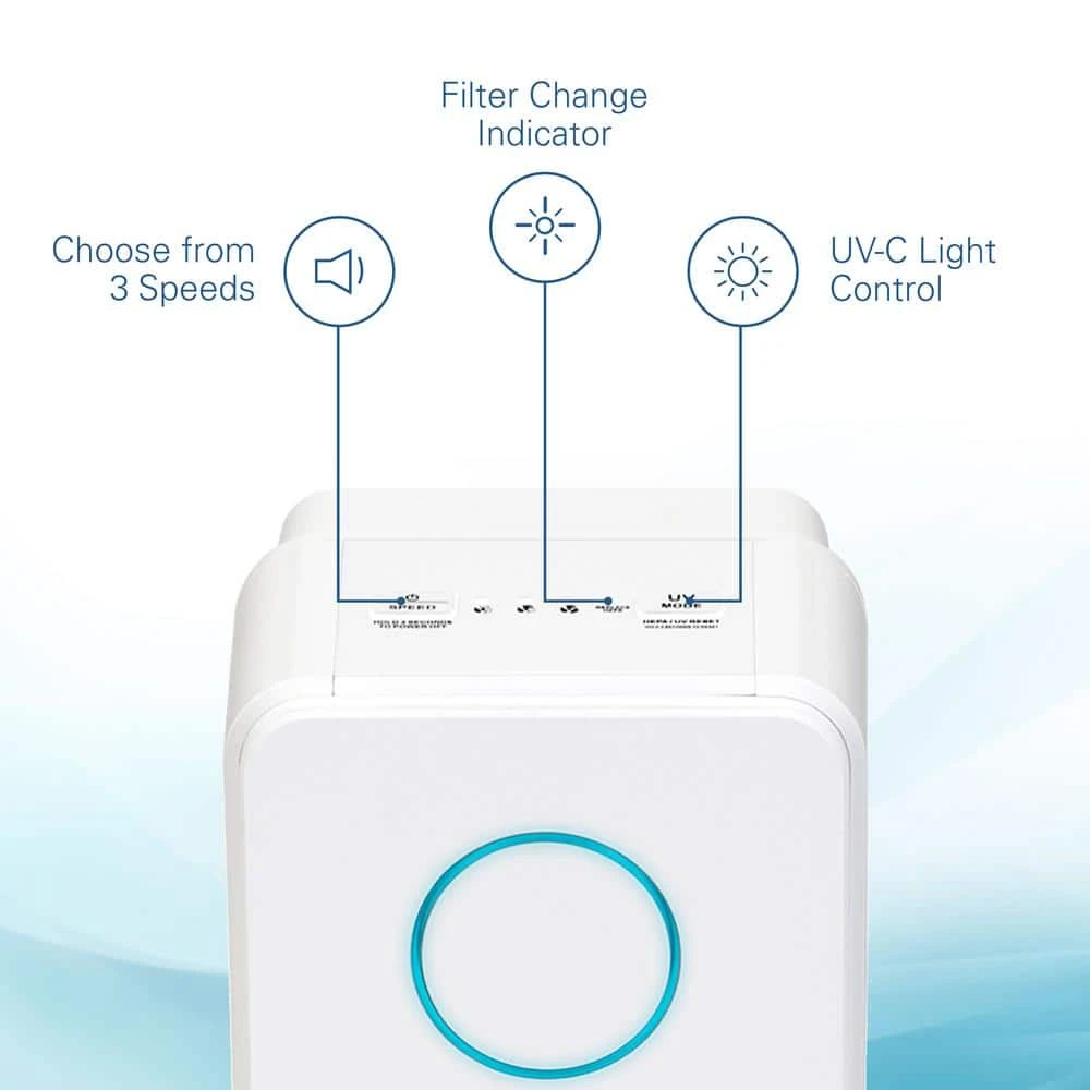 GermGuardian Elite 5-in-1 Air Purifier with Pet Pure True HEPA filter, UV Sanitizer for Medium Rooms up to 153 Sq Ft, White 4 GermGuardian Elite 5-in-1 Air Purifier with Pet Pure True HEPA filter, UV Sanitizer for Medium Rooms up to 153 Sq Ft, White - Image 2