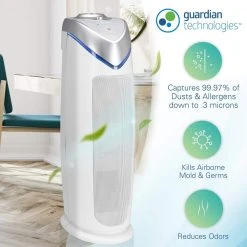 GermGuardian 22 in. 4-in-1 Air Purifier with True HEPA filter for Medium Rooms up to 153 Sq Ft, White -Air Quality Shop whites germguardian air purifiers ac4825w 1f 1000