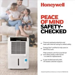 Honeywell 50 Pint Energy Star Dehumidifier with Anti-Spill Design, Fan and 5 Year Warranty -Air Quality Shop whites honeywell dehumidifiers dh70pwkn 66 1000