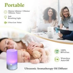 Tatahance Mini Cool Mist Humidifier with 7 Color LED Lights 4 Timer Settings and Ultrasonic Aroma Essential Oil Diffuser -Air Quality Shop whites humidifiers d0102hahxu7 f fa 1000