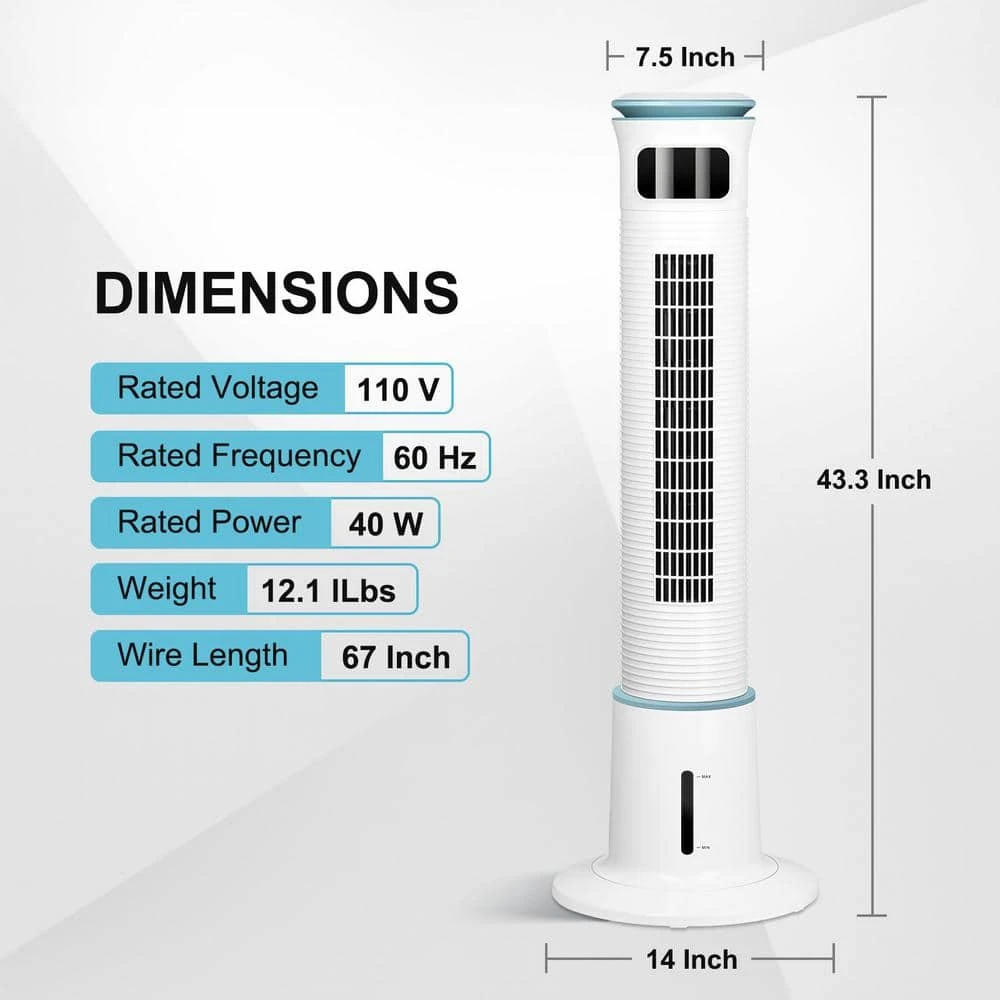 Tidoin White 12-Speed and 3-Model Standing Tower Humidifier with Timing Closure, Remote Control and LED Display 4 Tidoin White 12-Speed and 3-Model Standing Tower Humidifier with Timing Closure, Remote Control and LED Display - Image 2