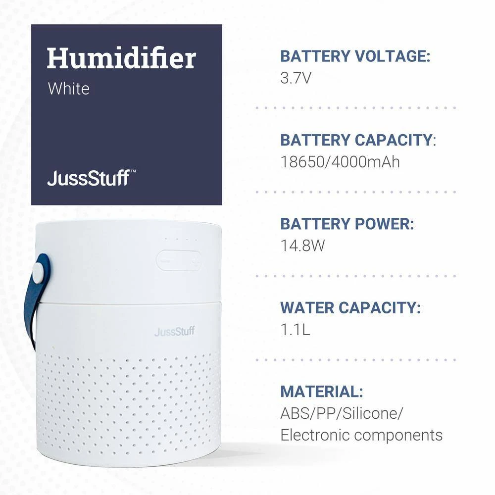 JussStuff Portable Humidifier, 1.1 l Tank Cool Mist Humidifier with 7 Colorful Night Light Function for Home and Travel, White 11 JussStuff Portable Humidifier, 1.1 l Tank Cool Mist Humidifier with 7 Colorful Night Light Function for Home and Travel, White - Image 9