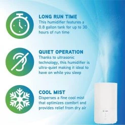 Unbranded 0.80 Gal. 320 sq. ft. Cool Mist Ultrasonic Humidifier with Aromatherapy Tray -Air Quality Shop whites humidifiers h950ar 40 1000