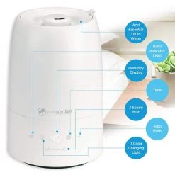 Unbranded 0.50 Gal. 360 sq. ft. Cool Mist Ultrasonic Humidifier with Humidistat and Aromatherapy -Air Quality Shop whites humidifiers h955w a0 1000