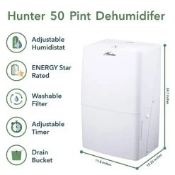 Hunter 50 Pint ENERGY STAR Dehumidifier -Air Quality Shop whites hunter dehumidifiers hdh 70k800 fa 1000