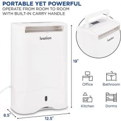 Ivation 19 Pint Wi-Fi Desiccant Dehumidifier w/Continuous Drain Hose and Smartphone Control -Air Quality Shop whites ivation dehumidifiers ivaddh09wifi c3 1000