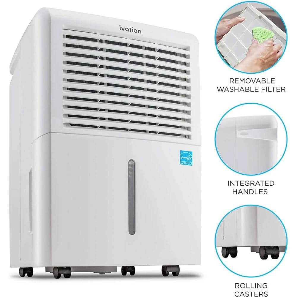 Ivation 50 Pint Smart Wi-Fi Energy Star Dehumidifier with Pump, Hose Connector and App 5 Ivation 50 Pint Smart Wi-Fi Energy Star Dehumidifier with Pump, Hose Connector and App - Image 3