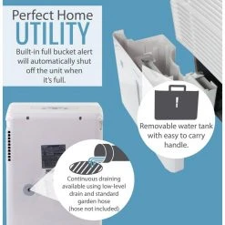 Keystone Energy Star 35 Pint Dehumidifier for up to 3,000 Sq.Ft. LED Display Timer Portable w/ Wheels Auto-Shutoff -Air Quality Shop whites keystone dehumidifiers kstad354d a0 1000