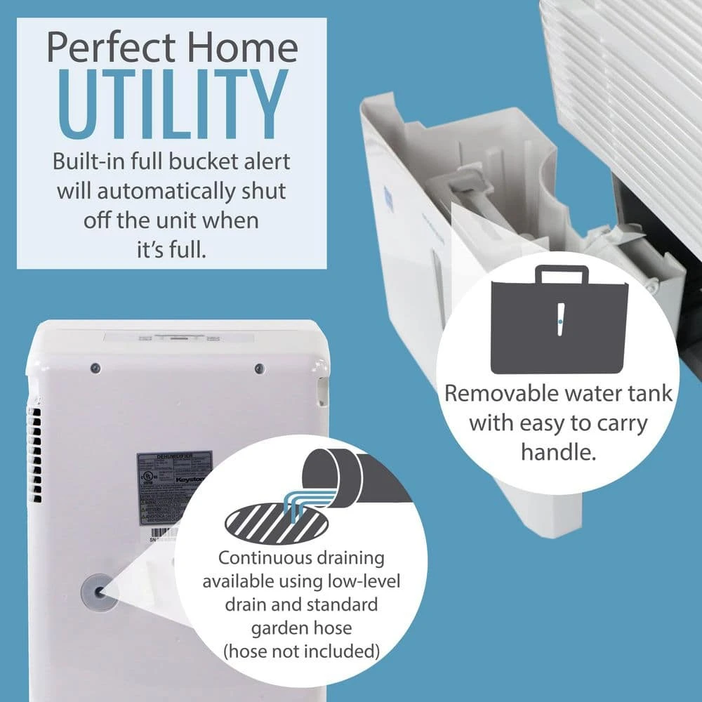 Keystone 35-Pint Dehumidifier with Electronic Controls in White 7 Keystone 35-Pint Dehumidifier with Electronic Controls in White - Image 5