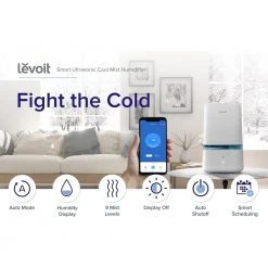 LEVOIT 1 Gal. Smart Ultra-Sonic Cool Mist Humidifier and Diffuser up to 375 sq. ft. -Air Quality Shop whites levoit humidifiers heaphulvsus0030 c3 1000