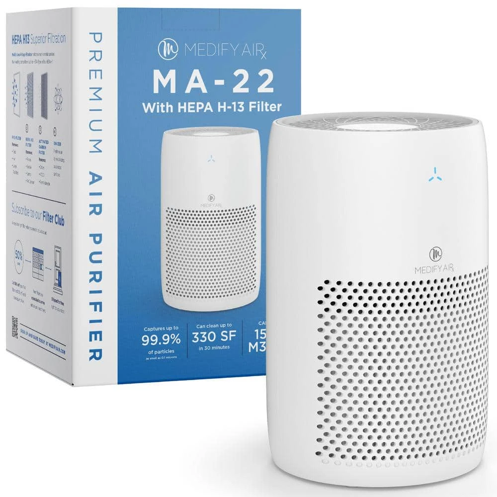 MEDIFY AIR Medify MA-22 Air Purifier with H13 True HEPA Filter : 330 sq ft Coverage : 99.9% Removal to 0.1 Microns : White, 1-Pack 3 MEDIFY AIR Medify MA-22 Air Purifier with H13 True HEPA Filter : 330 sq ft Coverage : 99.9% Removal to 0.1 Microns : White, 1-Pack