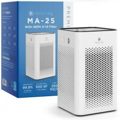 MEDIFY AIR Medify MA-25 Air Purifier with H13 True HEPA Filter : 500 sq ft Coverage : 99.9% Removal to 0.1 Microns : White, 1-Pack