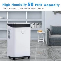 Merax Large Space Auto Defrost High Humidity 50-Pints Dehumidifier with 6.5 l Water tank and Continuous Drain Hose -Air Quality Shop whites merax dehumidifiers sf287065aak 66 1000