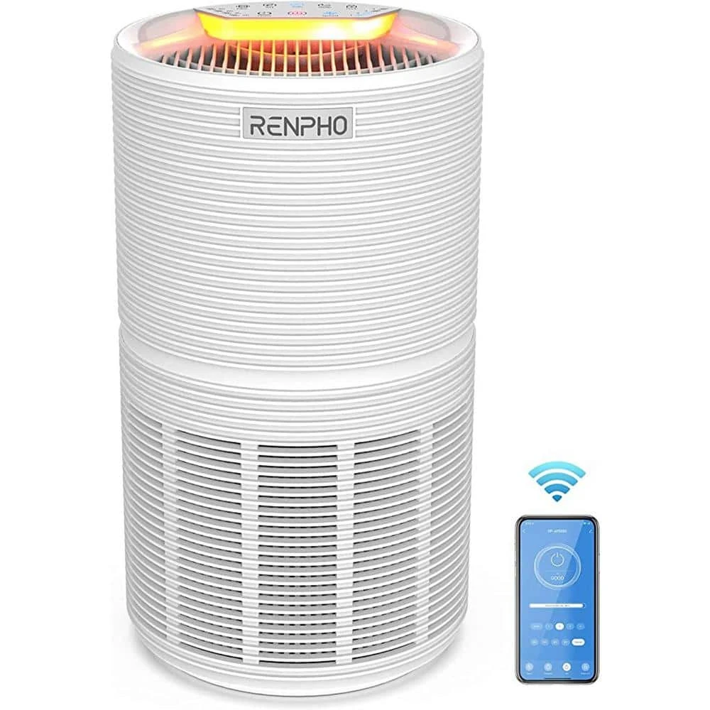 RENPHO Air Purifier Air Cleaner for Home Large Room 960 sq.ft. HEPA Filter in Black, WiFi and Alexa Control through APP White 3 RENPHO Air Purifier Air Cleaner for Home Large Room 960 sq.ft. HEPA Filter in Black, WiFi and Alexa Control through APP White