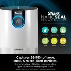 Shark Air Purifier with True HEPA Filter & Microban Antimicrobial Protection (500 sq. ft.) HP102 -Air Quality Shop whites shark air purifiers hp102 40 1000