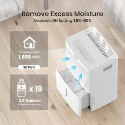 Tosot 20-Pint Capacity 1,500 sq. ft. Energy Star Dehumidifier for Home, Basement, Bedroom or Bathroom 11 Tosot 20-Pint Capacity 1,500 sq. ft. Energy Star Dehumidifier for Home, Basement, Bedroom or Bathroom -Air Quality Shop whites tosot dehumidifiers 20 pint c3 1000