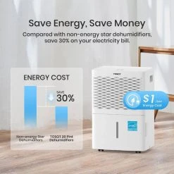 Tosot 20-Pint Capacity 1,500 sq. ft. Energy Star Dehumidifier for Home, Basement, Bedroom or Bathroom 15 Tosot 20-Pint Capacity 1,500 sq. ft. Energy Star Dehumidifier for Home, Basement, Bedroom or Bathroom -Air Quality Shop whites tosot dehumidifiers 20 pint fa 1000