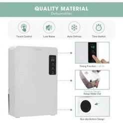 VIVOSUN 1.23-Pint Electric Mini Dehumidifier with Timer, 2200 ml Water Tank and Drain Hose for Basement or Smaller Room -Air Quality Shop whites vivosun dehumidifiers x002bp96m1 4f 1000