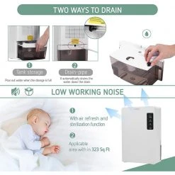 VIVOSUN 1.23-Pint Electric Mini Dehumidifier with Timer, 2200 ml Water Tank and Drain Hose for Basement or Smaller Room -Air Quality Shop whites vivosun dehumidifiers x002bp96m1 76 1000